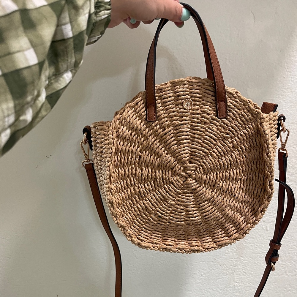 LC Lauren Conrad Round Raffia Bag